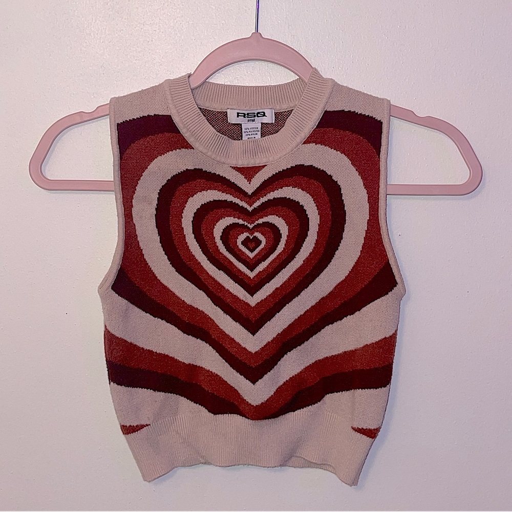 RSQ BROWN HEART SWEATER VEST